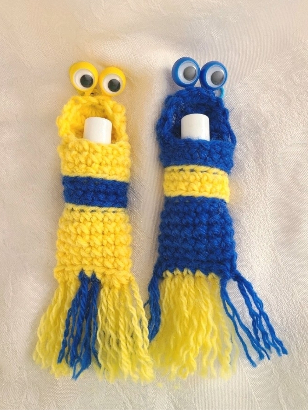 Yip Yip Alien Blue Crochet Googly Eye Clip On Lip Balm Holders With Sierra Bees!